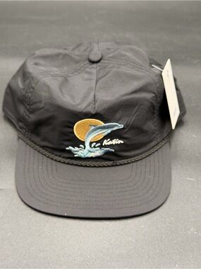 Katin Black Fishing Dolphin Embroidered Rope Brim Cap
